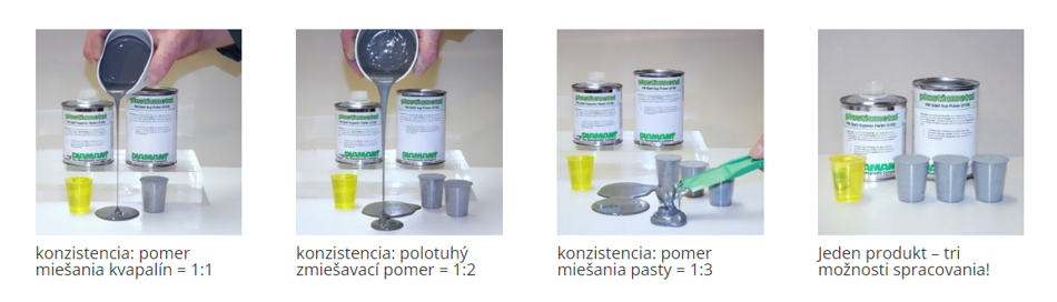 Plasticmetal miešací pomer 